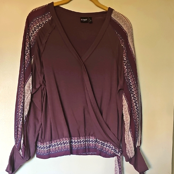 CRUEL DENIM top In XS. Elegant Purple Wrap Top. - Picture 1 of 5